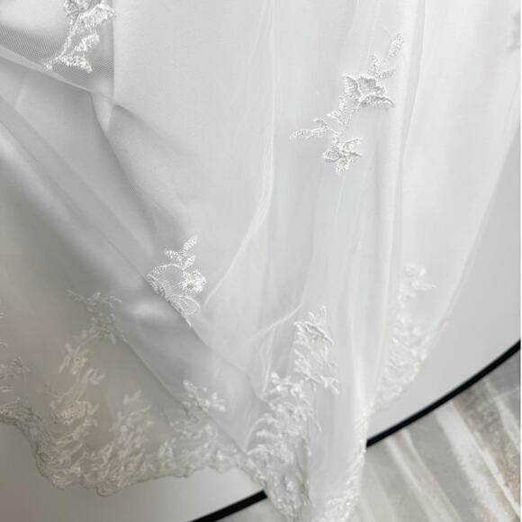 Galina Womens Satin Tulle Wedding Dress Strapless Button Back 12 - Picture 11 of 12